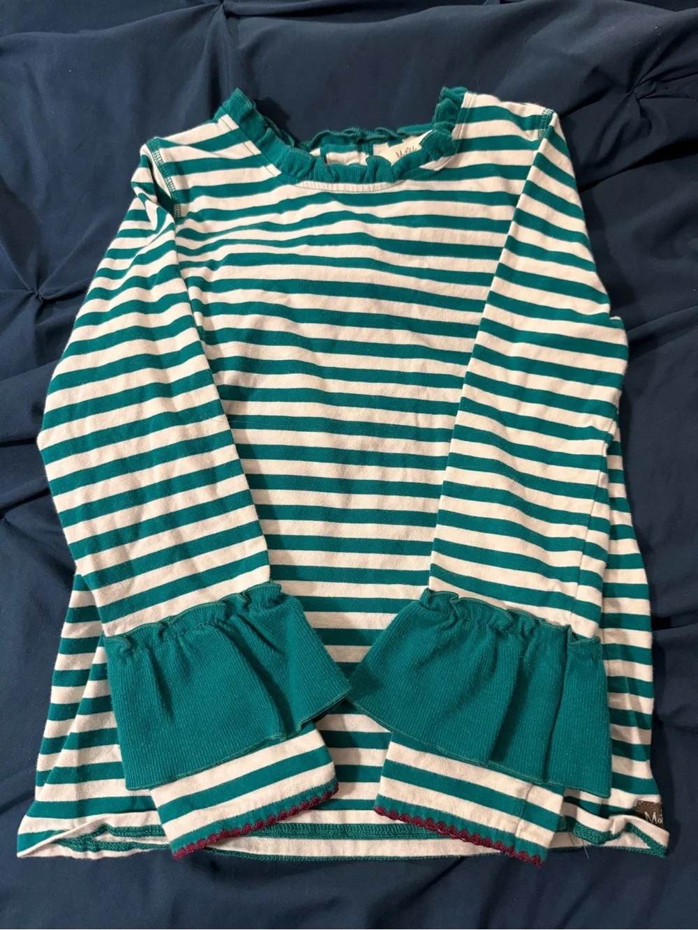 Matilda Jane Teal Green Striped Top with Navy Floral Pants